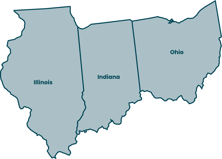 Illinois, Indiana, and Ohio